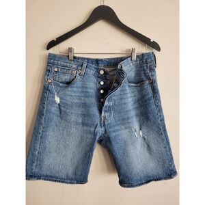 Levi's 501 Men's Denim Shorts W34 Blue Button Fly Preppy Beach Summer 2000s